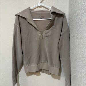Thread & Supply Taupe Quarter-Zip Hoodie